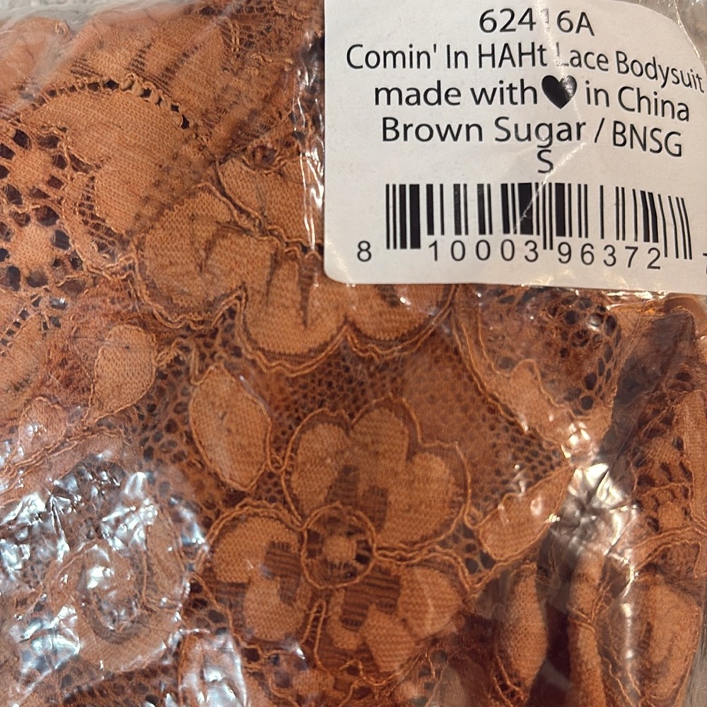 NWT Free People HAH Comin' in HAHT Lace Bodysuit in Brown Sugar. Size Sm… - Picture 11 of 11